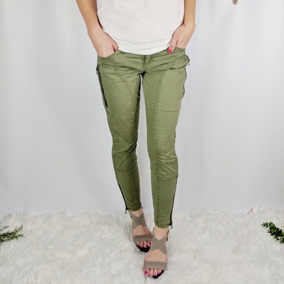 Blank NYC Denim - BLANK NYC green moto zip utility skinny jean 0349